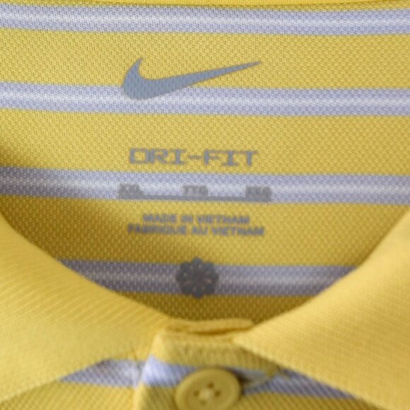 Nike Dri-Fit Yellow Stripe Polo Shirt Athletic Golfcore Tennis Preppy Y2K Sports - Picture 6 of 6
